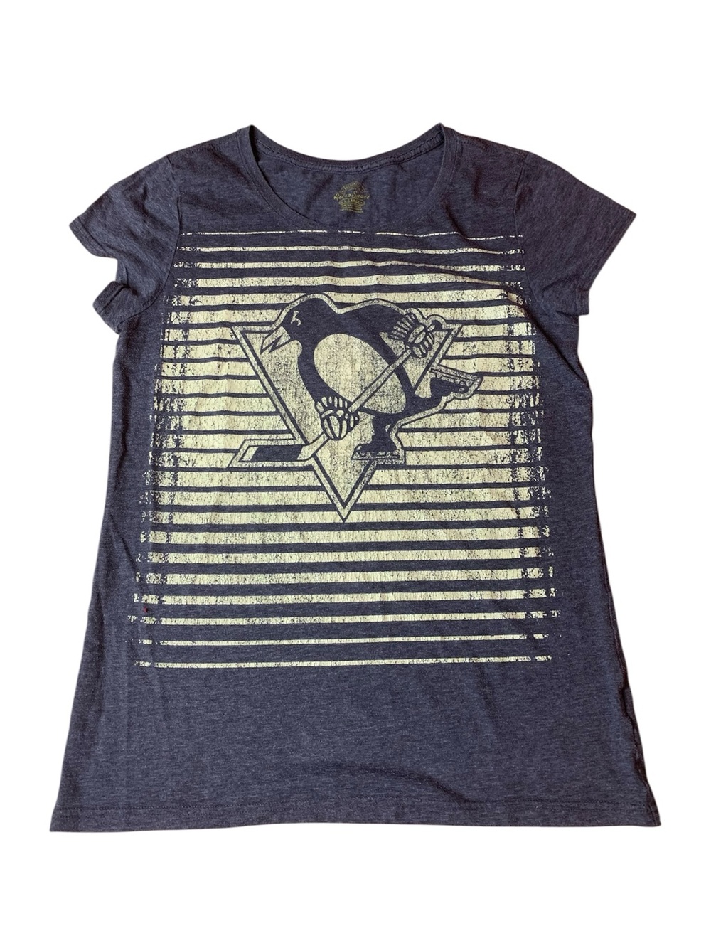 Retro Sport Pittsburgh Penguins Hockey T-Shirt | Charcoal Grey | Size XL